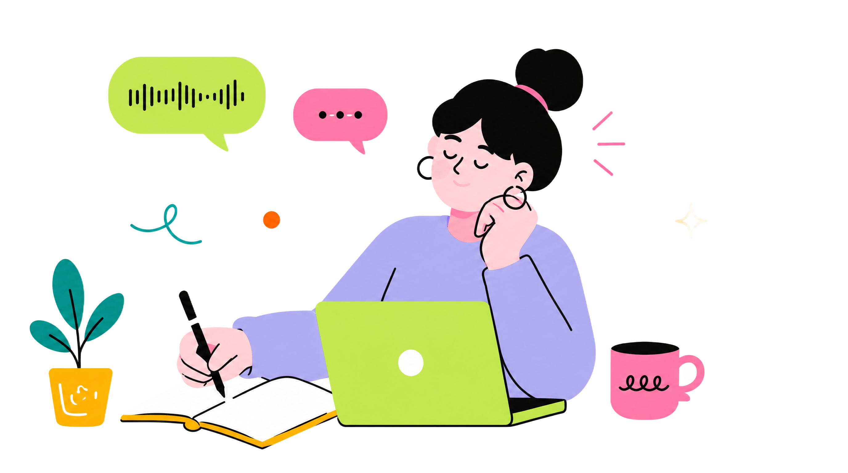 A person speaking while taking notes